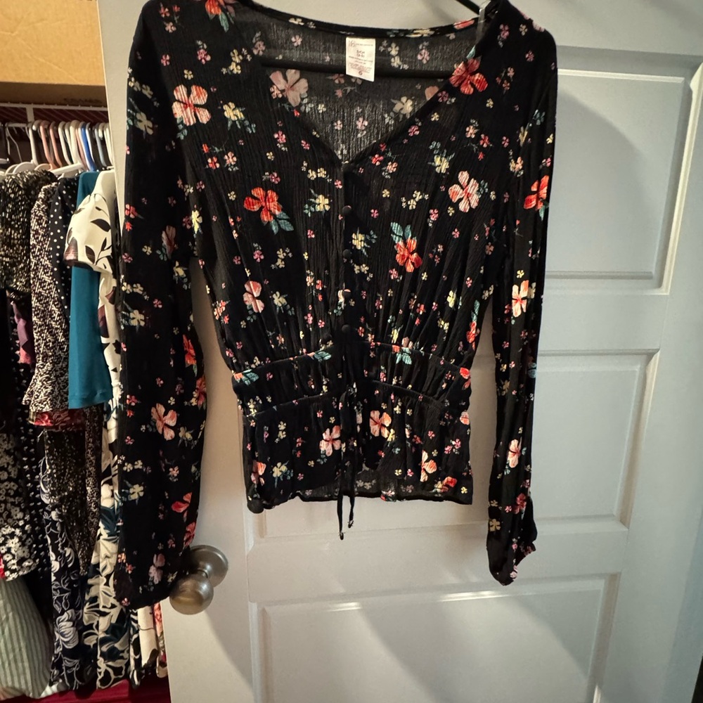 Floral Black Women's Top